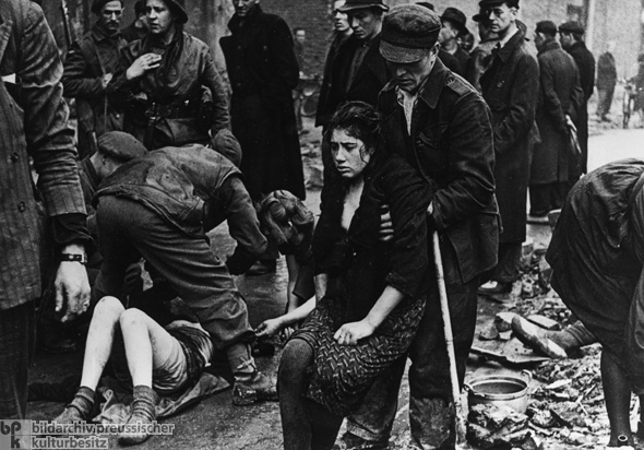 Russian Forced Laborers Suffering from Smoke Inhalation after their Liberation from Osnabrück (April 1945)